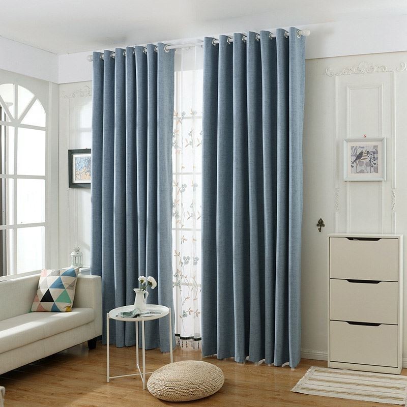 Modern Simple Curtain Made to Measure Curtain Solid Waterproof Living Room Office Blackout Fabric