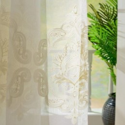 Nordic Simple Sheer Curtain Made to Measure Curtain European Flower Embroidery Living Room Study Fabric