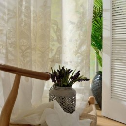 Nordic Simple Sheer Curtain Made to Measure Curtain European Flower Embroidery Living Room Study Fabric