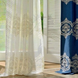 Nordic Simple Sheer Curtain Made to Measure Curtain European Flower Embroidery Living Room Study Fabric