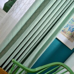 Japanese Simple Curtain Made to Measure Curtain Geometric Embroidery Green Environment Protective Fabric