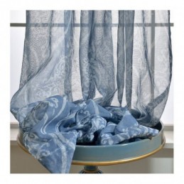 Japanese Simple Sheer Curtain Made to Measure Curtain Blue Printed Study Living Room Fabric