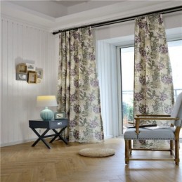 American Rural Curtain Made to Measure Curtain Purple Flower Printed Bedroom Fabric