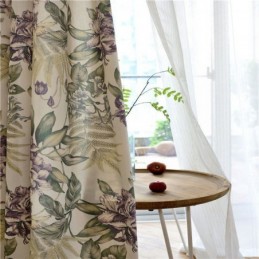 American Rural Curtain Made to Measure Curtain Purple Flower Printed Bedroom Fabric