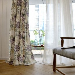 American Rural Curtain Made to Measure Curtain Purple Flower Printed Bedroom Fabric
