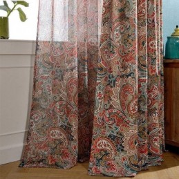 American Antique Curtain Made to Measure Curtain Contrast Flower Printed Bedroom Fabric
