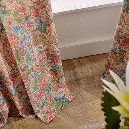 American Antique Curtain Made to Measure Curtain Contrast Flower Printed Bedroom Fabric