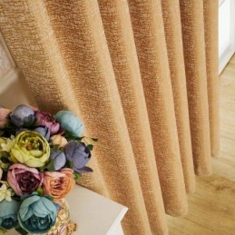 American Abstract Style Curtain Made to Measure Curtain Brown Geometry Pattern Chenille Jarquard Blackout Fabric