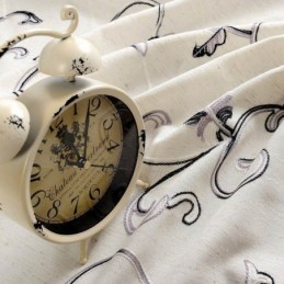 American Simple Curtain Made to Measure Curtain Ink Rolling Leaf Embroidery Cotton Linen Fabric