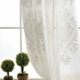 European Classical Sheer Curtain Made to Measure Curtain Flower Jacquard Living Room Study Soft Cotton Fabric