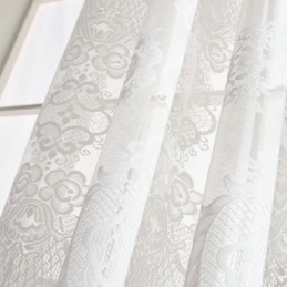 European Classical Sheer Curtain Made to Measure Curtain Flower Jacquard Living Room Study Soft Cotton Fabric