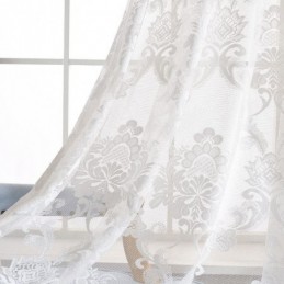 Simple Classical Sheer Curtain Made to Measure Curtain European Flower Jacquard Living Room Bedroom Fabric