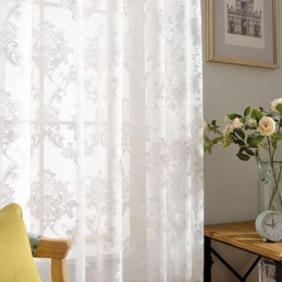 Simple Classical Sheer Curtain Made to Measure Curtain European Flower Jacquard Living Room Bedroom Fabric