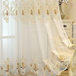 Europe Tulle Curtains Embroidered Sheer For Living Room Bedroom