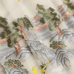 Luxury Sheer Curtain Made to Measure Curtain Embroidered Mountain Tulle For Living Room Bedroom