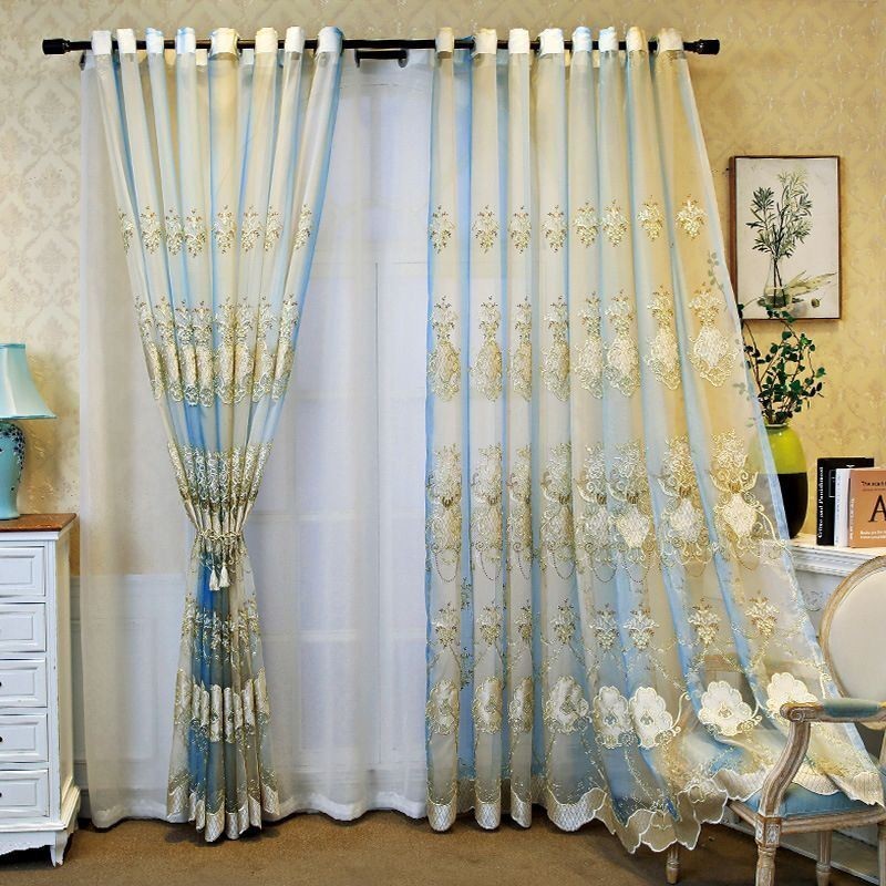 Europe Tulle Curtain Made to Measure Curtain Embroidered Voile For Living Room