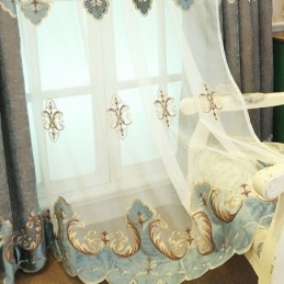 Window Treatment Tulle Modern Embroidered Sheer Curtains For Living Room Bedroom