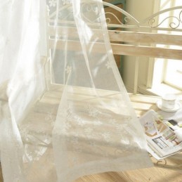 Embroidered Window Screen Curtain Made to Measure Curtain Floral White Tulle For Living Room Bedroom