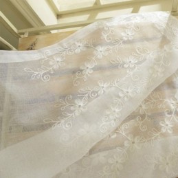 Embroidered Window Screen Curtain Made to Measure Curtain Floral White Tulle For Living Room Bedroom