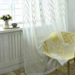 Modern Embroidered Curtain Made to Measure Curtain Geometric Wave Pattern Window Screen For Balcony
