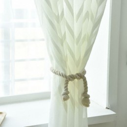 Modern Embroidered Curtain Made to Measure Curtain Geometric Wave Pattern Window Screen For Balcony