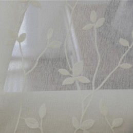 White Sheer Voile Curtains Decorative Vine Embroidery Window Drapes For Bedroom