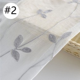 White Sheer Voile Curtains Decorative Vine Embroidery Window Drapes For Bedroom