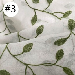 White Sheer Voile Curtains Decorative Vine Embroidery Window Drapes For Bedroom