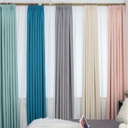 Nordic Plain Curtain Made to Measure Curtain Fabric Shading Solid Color For Bedroom