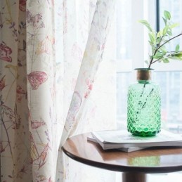 Modern Rural Sheer Curtain Made to Measure Curtain Butterfly Printed Bedroom Fabric