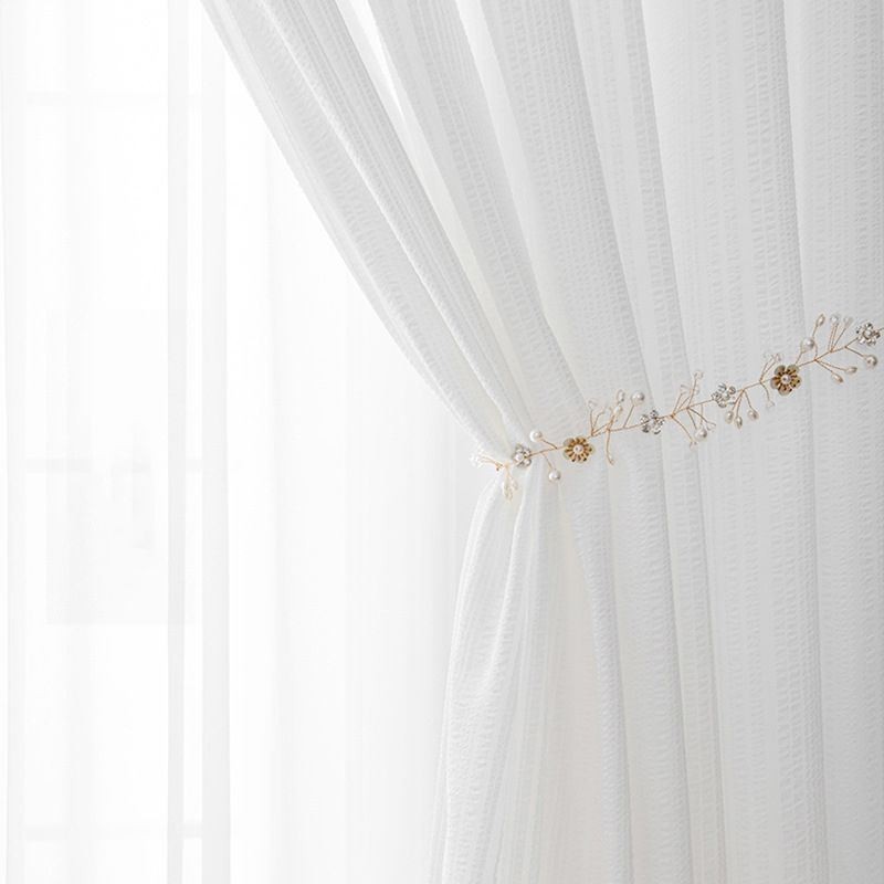 Modern Voile Tulle Curtain Made to Measure Curtain Solid Color White Sheer For Living Room