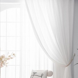 Modern Voile Tulle Curtain Made to Measure Curtain Solid Color White Sheer For Living Room