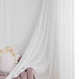 Modern Voile Tulle Curtain Made to Measure Curtain Solid Color White Sheer For Living Room
