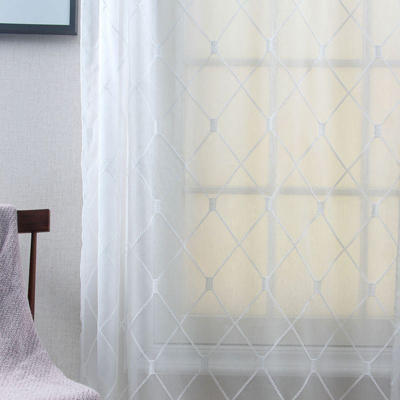 Geometric Pattern Sheer Curtains For Living Room Bedroom