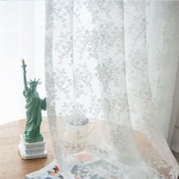 Floral Tulle Sheer Curtains Elegant White Voile Curtain Made to Measure Curtain Blinds Panel For Living Room One