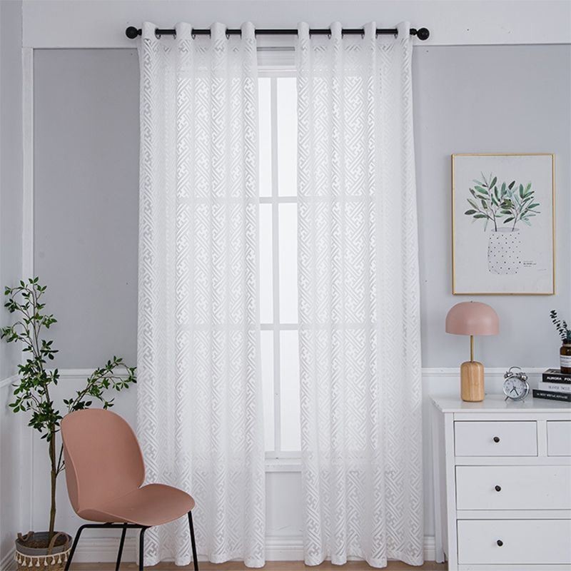 Modern White Tulle Curtains For Bedroom Geometric Sheers Curtain Made to Measure Curtain Drapes Windows