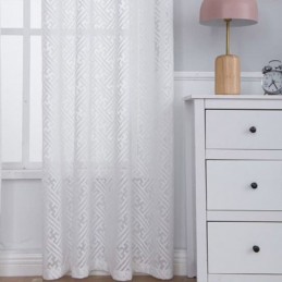 Modern White Tulle Curtains For Bedroom Geometric Sheers Curtain Made to Measure Curtain Drapes Windows