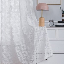 Modern White Tulle Curtains For Bedroom Geometric Sheers Curtain Made to Measure Curtain Drapes Windows