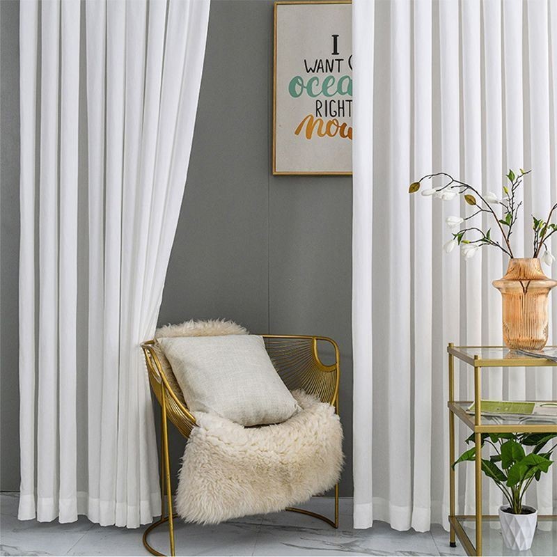 White Tulle Curtains Bedroom Sheer Voile Drapes Solid Color