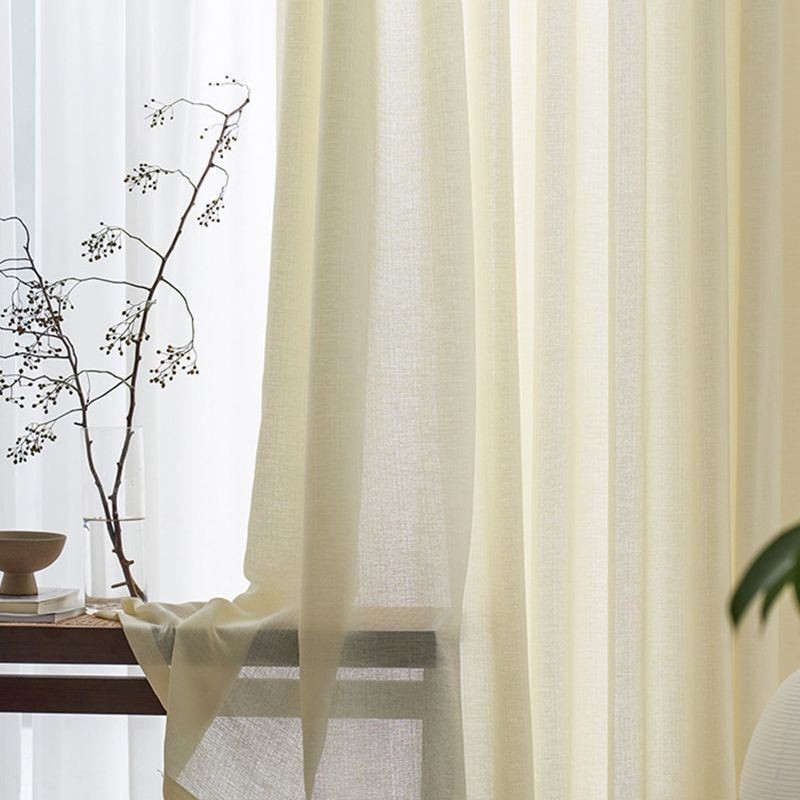 Cotton Linen Tulle Curtains For Living Room Cafe Solid Color