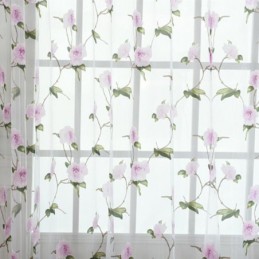 Floral Sheer Window Curtains Tulle Drapery Home Decor Room Divider