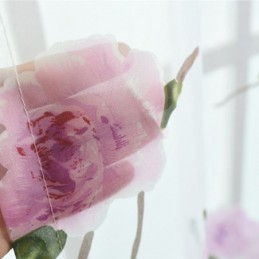 Floral Sheer Window Curtains Tulle Drapery Home Decor Room Divider