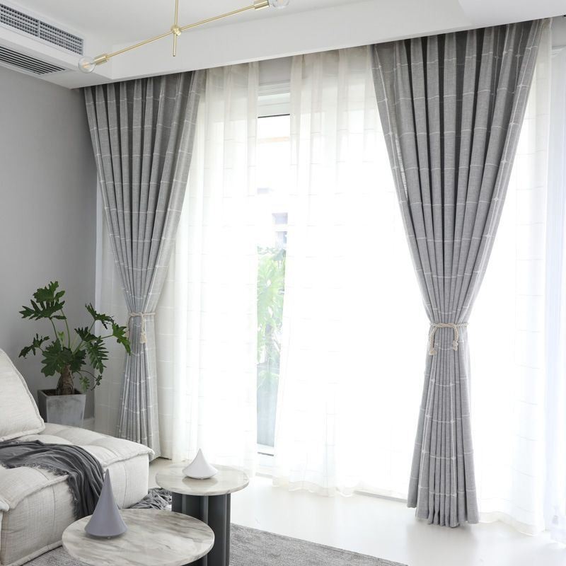 Checkered Blackout Curtains Thermal Insulated Room Darkening Drapes