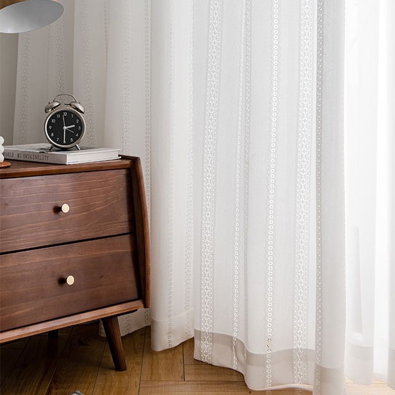 White Translucent Curtains Nordic Style Jacquard Drapes For Living Room Bedroom
