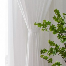 White Translucent Curtains Nordic Style Jacquard Drapes For Living Room Bedroom