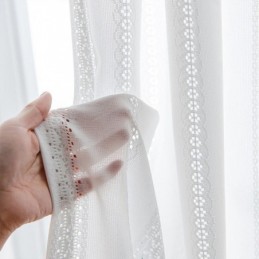 White Translucent Curtains Nordic Style Jacquard Drapes For Living Room Bedroom