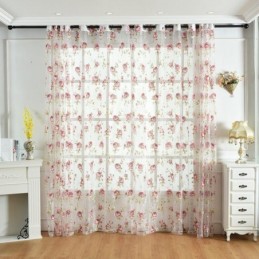 Modern Flower Tulle Curtains Pastoral Sheer Voile For Living Room Bedroom
