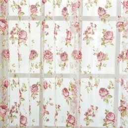 Modern Flower Tulle Curtains Pastoral Sheer Voile For Living Room Bedroom
