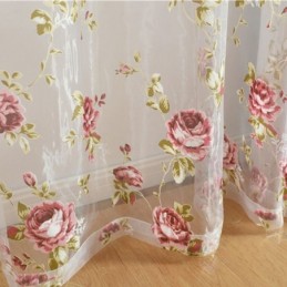 Modern Flower Tulle Curtains Pastoral Sheer Voile For Living Room Bedroom