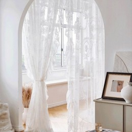 Korean Tulle Sheer Curtains Embroidered Curtain Made to Measure Curtain For Living Dining Room Bedroom
